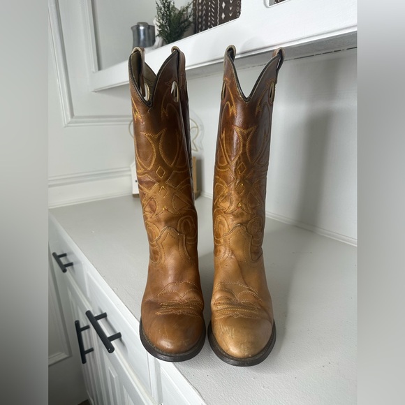 Vintage Texas Country Western Boots Tan Leather Women’s 7M - Made in USA - Picture 2 of 9